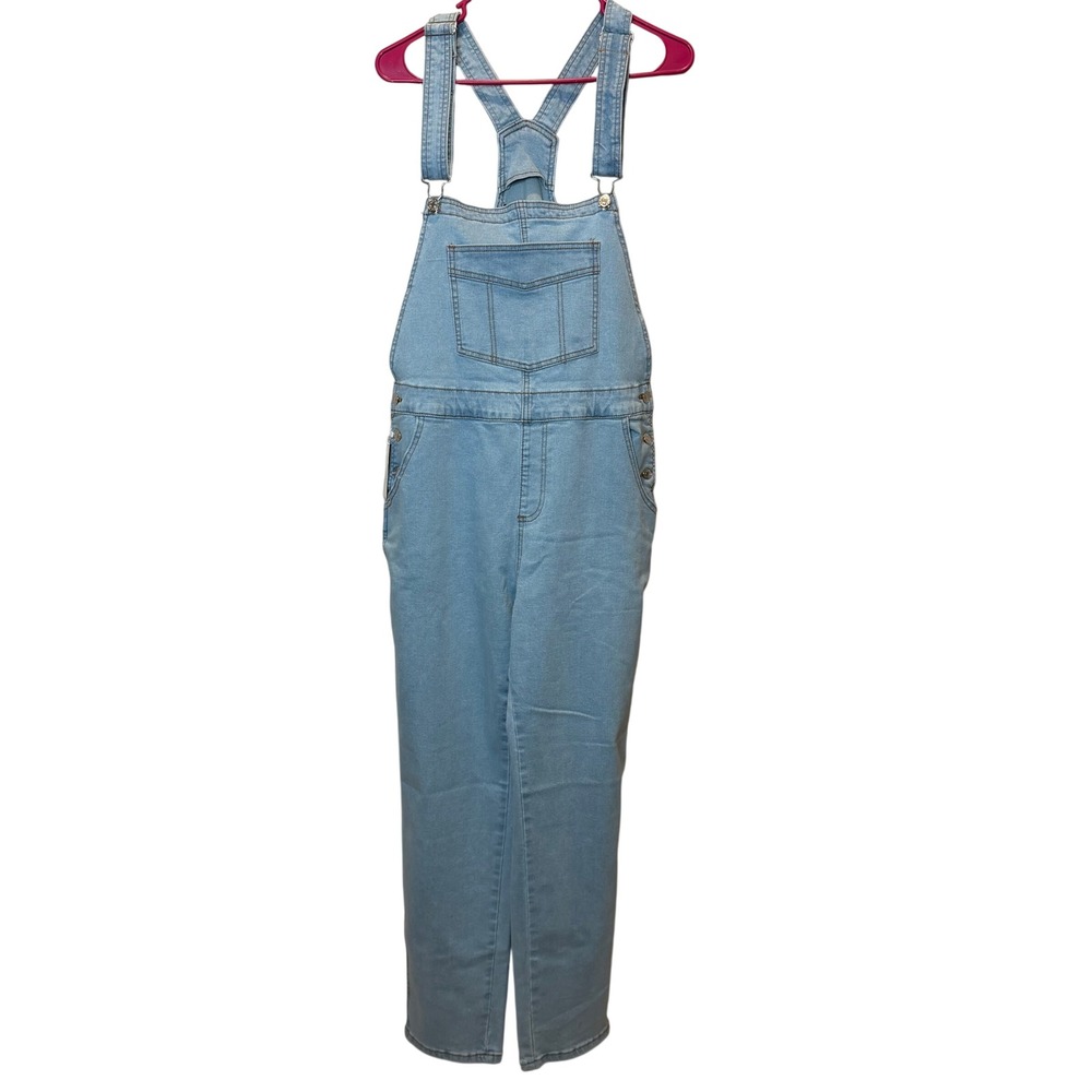 NWD Acydar Denim Overalls Womens Size Medium Light Wash Stretch Blue Jeans Bibs